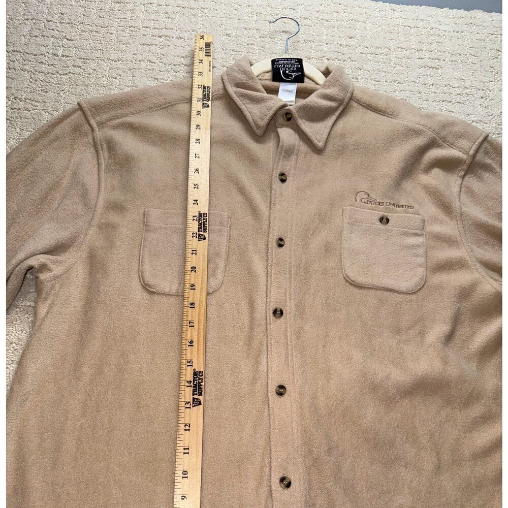 Ducks Unlimited Shirt Men XXL Tan Excellent Fleece Button Up Long Sleeve - Picture 6 of 7